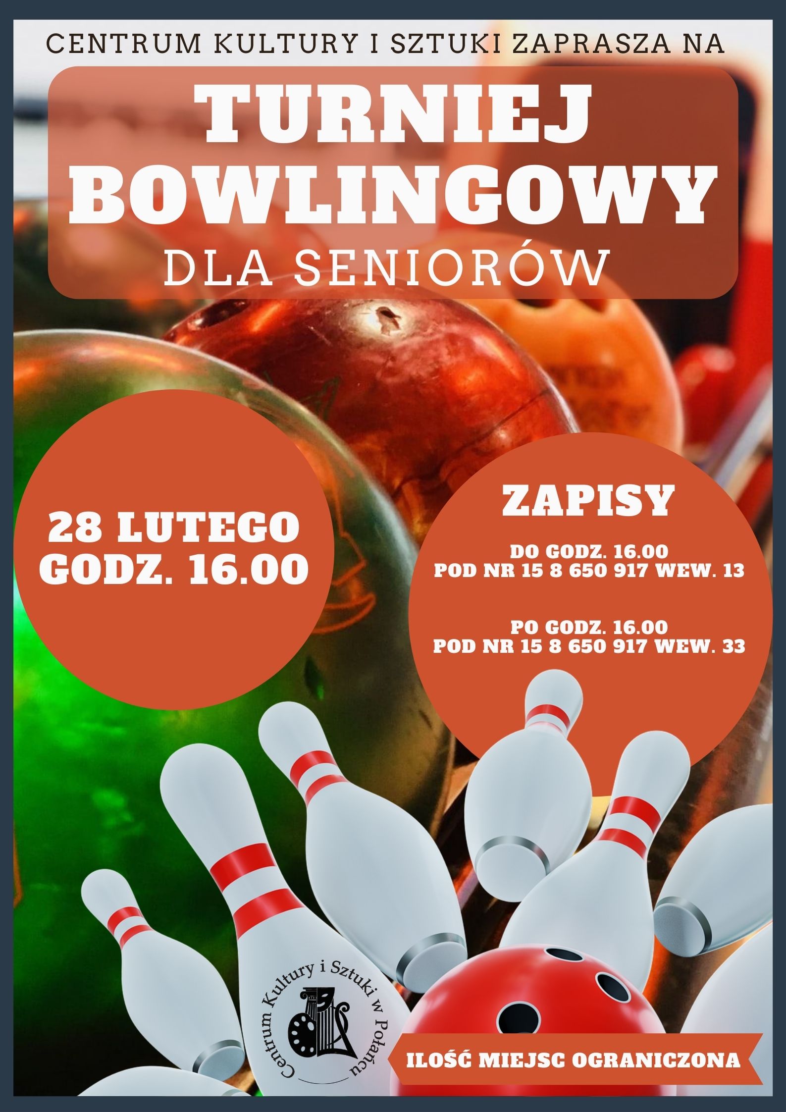 Turniej Bowlingowy dla Seniorów plakat na turniej Seniorów 2022